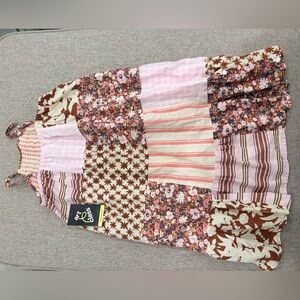 Art Class Pink and Brown Patchwork Kids Formal Dress